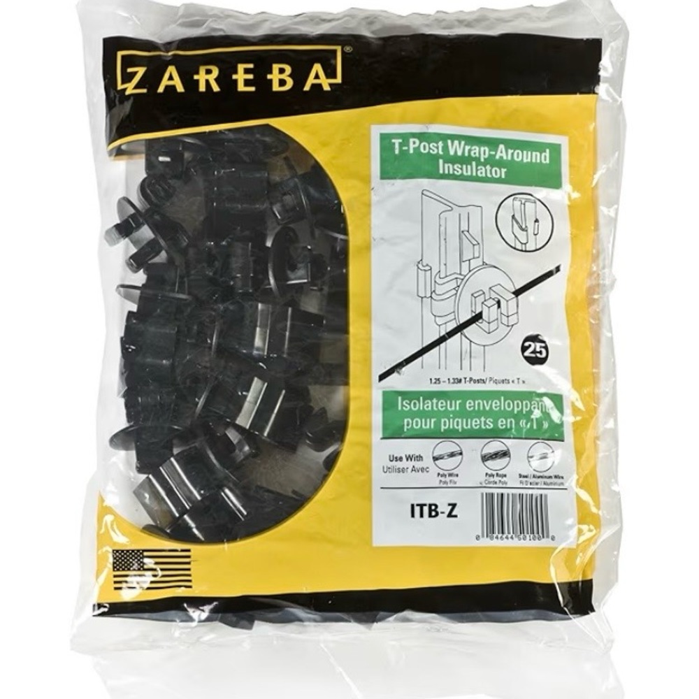 Zareba Systems ITB-Z T-Post Insulator,
BLACK, 2 Packages | NEW